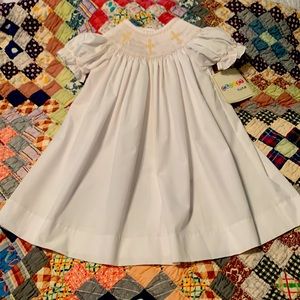 White Dress With Crosses Size 24mos NWT